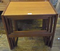 Nest of three G-Plan style teak occasional tables, rectangular, 53.5cm wide