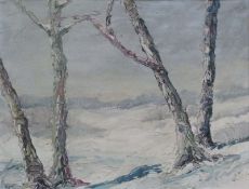 Oil on board
Wyatt (Twentieth century)
Winter landscape, 41 x 39cm