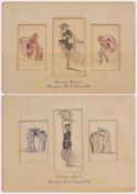 1930s watercolour sketches 
"Sunrise Land, Haddon Hill, Xmas 1930", sketches of ladies in