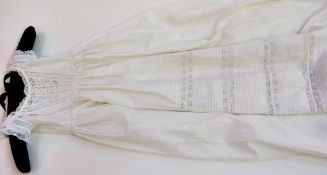 Five various christening gowns with broidery anglaise, lace etc (5)