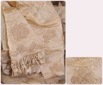 Various remnants of a late 19th century/early 20th century dress, other remnant pieces of damask and