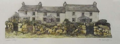 Coloured engraving
Sue Lewington 
"Seaside Cottages", 18/100, signed and framed, 37 x 56cm
and