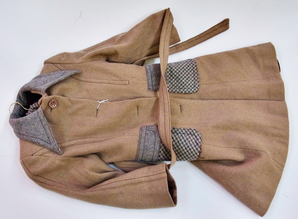 A child's overcoat, aged 9-10 "Emily Jane", brown wool with tweed pockets and matching tweed