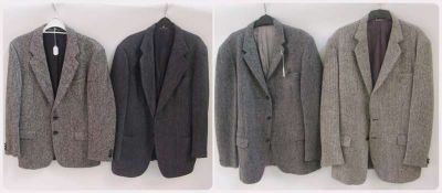 Four various gentleman's tweed jackets, including "Genuine Donegal Tweed", "Harris Tweed",
