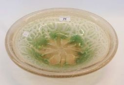 Early to mid-twentieth century art glass large bowl, green and crazed