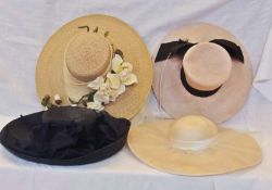 A large Herald and Hart Hatters, London, England straw hat, with faux flowers, two various Herbert