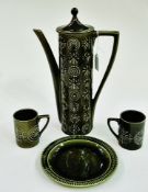 Portmeirion "Totem" coffee service, dark green, one cup marked "Totem by Susan Williams -Ellis