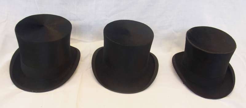 Three various top hats, one by Lincoln Bennett, Sackville Street, in box, one C.A. Dunn and Co,