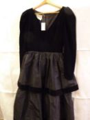 Belleville Sassoon black velvet and taffeta evening dress, the skirt tiered