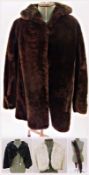 A vintage beaver coat, and vintage black fur cape, a mink tippet and an ermine cape (4)