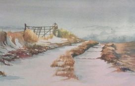 Watercolour
M. Steward 
Snowy landscape, signed, framed