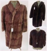 A vintage fur coat, labelled 'Peter Robinson, London', possibly beaver, a vintage black fur cape and