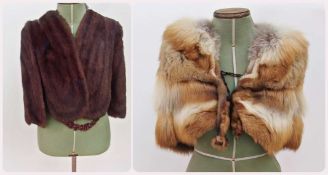 A vintage fox cape, together with a mink cape (2)