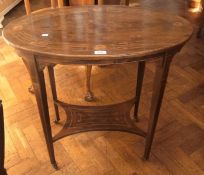 Edwardian rosewood and satinwood inlaid oval occasional table, on square tapering legs with