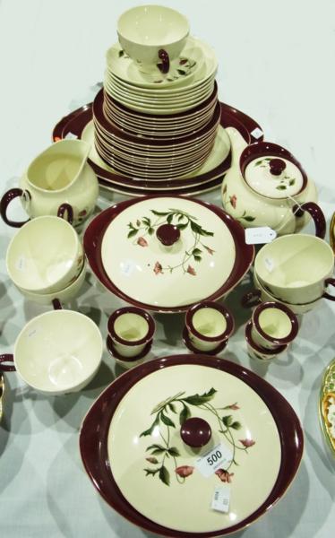A Wedgwood "Mayfield" pattern part dinner and tea service, comprising:- tureens, meat plates, side