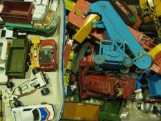 Various Dinky, Corgi cars, tractors etc., (1 box)