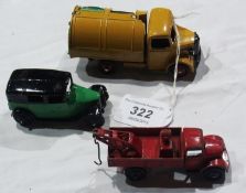 Dinky Bedford refuse wagon, no. 25V, circa 1948-54, (in Massey Harris tractor 27A box), and two