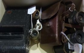 Kershaw binoculars, no. 3MKI5/58, opera glasses and Kodak film, 2 folding cameras, cased, (4), (1