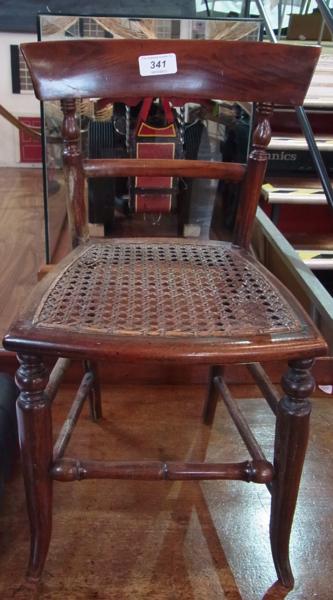 19th century miniature mahogany dolls chair with canework seat