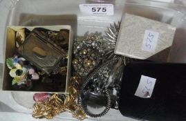 Quantity costume jewellery, to include:- brooches, necklaces etc and a Roamer wristwatch