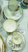 Circa 1790 Caughley trio, with white ground and blue border, a Royal Worcester coffee cup and