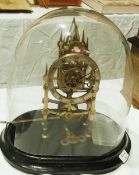 Gothic style brass skeleton clock, with white metal chapter ring, fusee movement, 22cm high and