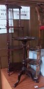 Modern stained whatnot, tripod table etc., (3)