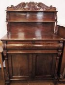 William IV  mahogany chiffonier secretaire. the rectangular top with raised back, carved crested top