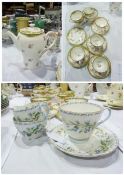 A Shelley fine bone china teaset for six, transfer printed with roses to include:- teapot together