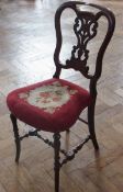 Small mahogany single chair, with upholstered seat (af)