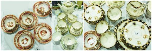 Twentieth century part tea service "Fruit", including eight teacups and saucers, hand painted,