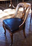 Set of six mahogany library chairs, with leatherette upholstered seats
