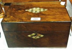 Victorian figured walnutwood and parquetry inlaid sewing box, rectangular, with lozenge chequered