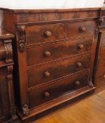 A Victorian mahogany chest of drawers, the rectangular shaped top above two short and three long