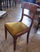 Late nineteenth century mahogany curved back dining chair, with central rail and drop-in mustard