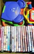 Quantity children's DVDs, IQ builders, mouse, laptop and other items