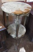 Brass and onyx circular two-tier occasional table, on three legs