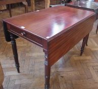 19th century mahogany D-end dropleaf table with cockbeaded drawer and opposing dummy drawer, on