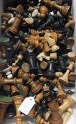 Large quantity of wooden chess pieces, (1 box)