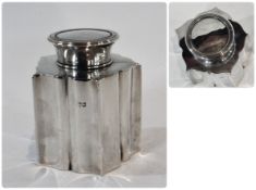 Edwardian silver tea caddy, with circular cover, with body of undulating form, Chester 1908, 9cm