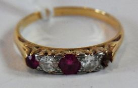 Ruby and diamond ring (1 ruby missing)
