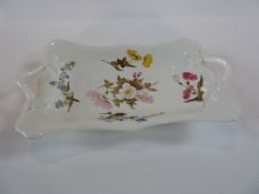 Possibly Welsh handpainted botanical two-handled serving plate