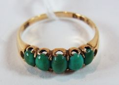 18ct gold and turquoise half-hoop five-stone ring