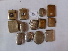 A quantity various plate and metal vesta cases, one marked "NZ Ordnance", various initials and