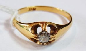 18ct gold single stone diamond ring, the old cut stone approx .33ct in open claw setting