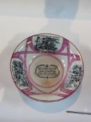 A pink Sunderland lustre ware bowl, "The Sailors Return"