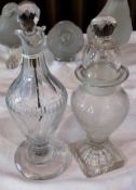 Nineteenth century condiment bottle and an apothecary style jar with lemon squeezer base.