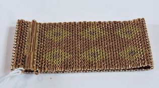 18ct gold two-colour wide mesh bracelet 128g approx.
