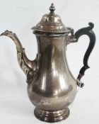 Edward VII silver coffee pot, of plain bulbous form, raised on a circular foot, the hinged cover