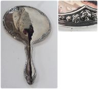 A George V silver-backed oval bevelled plate handmirror, Chester 1911